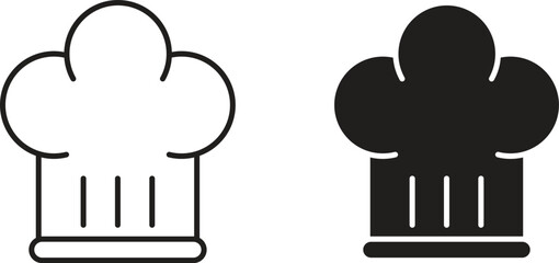 Chef hat icons set. Simple line vector illustration