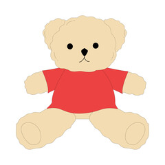 Cute sitting Teddy Bear in Red Shirt Clipart, Adorable Poseable Plush Toy Graphic