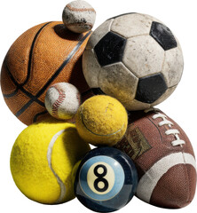 Sports balls collection isolated on transparent background