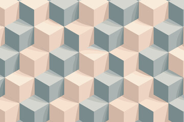 Obraz premium Vector geometric slate harmony illustration light dimension pattern cubes cube ivory soft