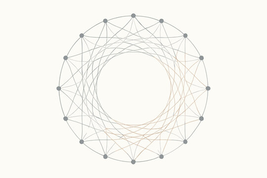 Vector nodes circular visual connecting balance lines creating geometry pattern illustration