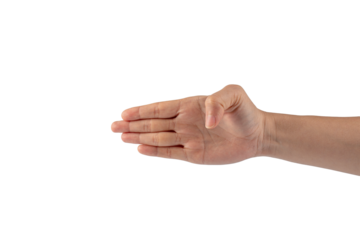 Portrait of hands and fingers in various ways on transparent background