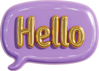 Hello balloon speech bubble isolated on transparent background