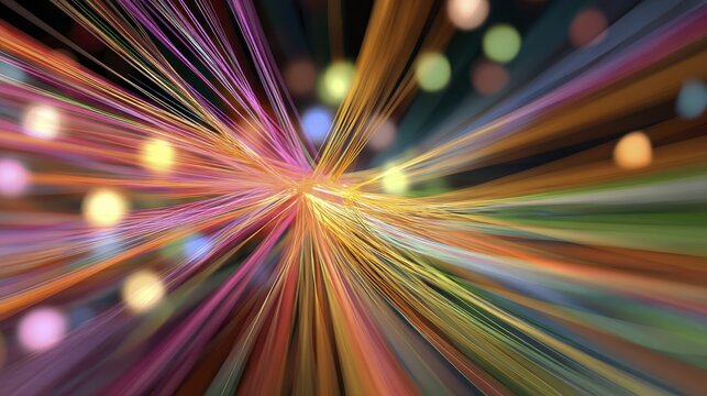 Vibrant light trails: dynamic abstract motion in vivid colors