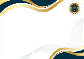Elegant Certificate Template with Gold and Blue Waves. no text