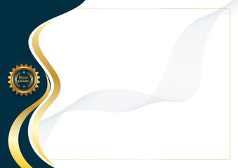 Elegant certificate template with golden wave and seal. no text