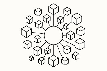 Harmony between forms cubical radial arranged vector core simple structure around cubic