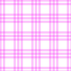 Pink gingham plaid pattern background. Seamless tartan design with soft pastel pink lines on white backdrop, perfect for fabric, wallpaper, or digital decoration.
