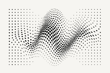 Dotwave amplitude gradually distorting symmetry illustration vector flow motion wave repetition precise