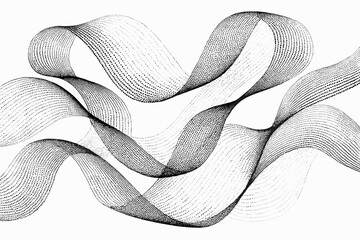 Organic mesh forming curved flow merging illustration ribbons layered vector spatial dot