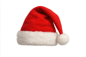Red and white santa hat with soft pompom and fur trim creating festive holiday spirit for christmas celebration