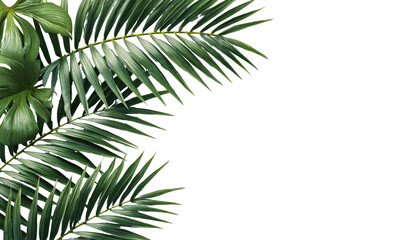 Lush tropical leaves frame a black background