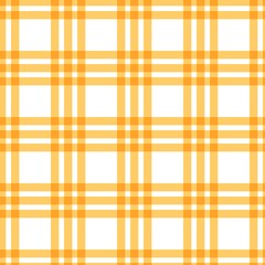 Autumn yellow plaid pattern background. Seamless tartan design with warm pastel yellow lines on white backdrop, perfect for cozy fall fabric, wallpaper, or digital design.