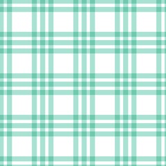 Teal gingham plaid pattern background. Minimalist green checkered pattern. Seamless tartan texture with soft lines for fabric, wallpaper, or modern digital design.