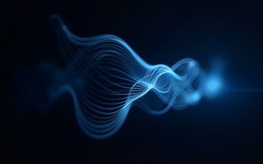Abstract blue background element on black. Fractal graphics. Three-dimensional composition of glowing lines and mption blur traces. Movement and innovation concept. High quality