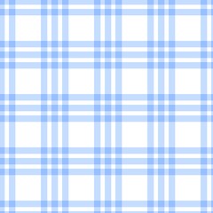 Blue plaid pattern background. Light blue checkered pattern. Seamless tartan texture with soft stripes for fabric, wallpaper, or digital design.