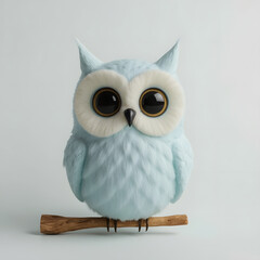 Blue owl figure, minimalist design