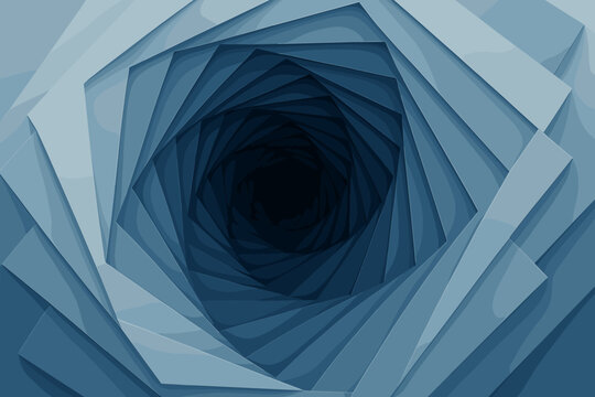 Surfaces stacked design geometric vector network squares spiraling through depth blockspiral rotation