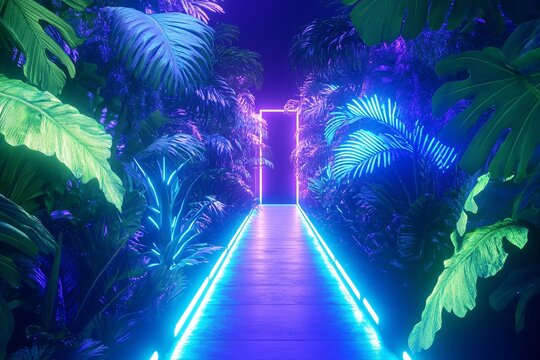 Abstract glowing fractal wave design futuristic colorful light art background