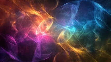 Fototapeta premium Intersecting beams of colored light forming a complex, shifting geometric pattern, symbolizing dynamic regulations, dark abstract environment