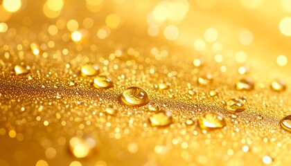 Golden fabric with water droplets.