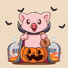 Pig in Halloween Party