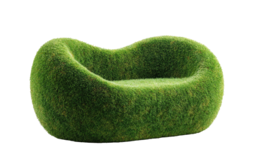 A moss-covered, organic-shaped seat isolated on black