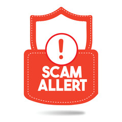 Scam Alert Warning Sign Concept with Red Triangle and Exclamation Mark Isolated on White Background for Cybersecurity and Fraud Prevention Design
