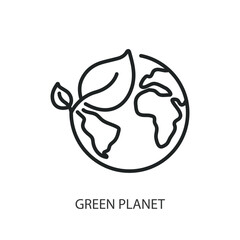 Green planet thin line icons. Original vector illustration.