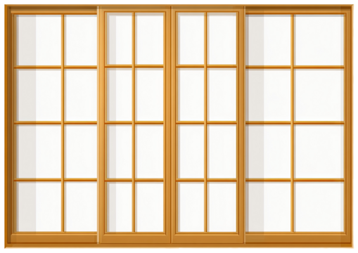Vector illustration of a wooden sliding glass door with multiple window panes