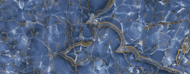 Luxury blue onyx marble stone texture with a lot of golden details used for so many purposes such ceramic wall and floor tiles and 3d PBR materials.