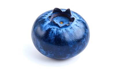Single blueberry fruit on white background.