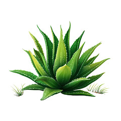 Obraz premium An illustration of a vibrant, spiky succulent plant with bright green leaves, against black