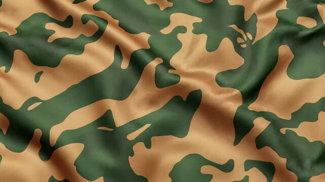 Waving Camouflage Fabric Background Texture