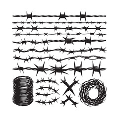 Barbed Wire Vector Set &ndash; Realistic Razor Wire and Fence Designs
