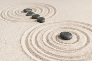 Fototapete Zen Steine Zen stones sand background health and wellness concep  © aiphoto 