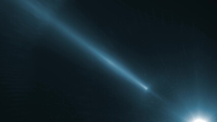 A bright blue light beam or comet streaks across the screen with a glowing tail. For sci-fi, space, or abstract visual effects - Powered by Adobe