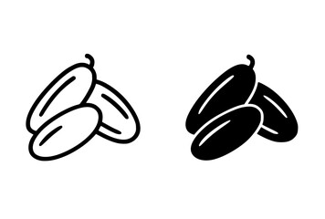 Minimalist icon, date palm vector, black and white, outline and silhouette