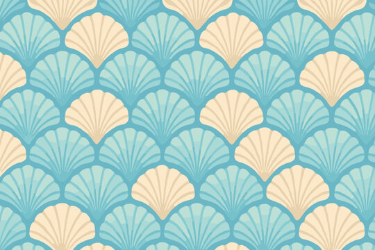 Symmetrical shells shell fan placed gradient pattern soft symmetrically decorative vector illustration