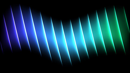 黒背景とカラフルな蛇腹状の光