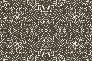 Intricate floral lacework symmetric round illustration dotted geometry vector resembling lace shapes