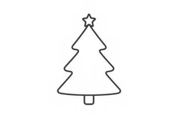 Christmas tree outline icon featuring a star on top, representing holiday seasons, winter festivals, and seasonal events