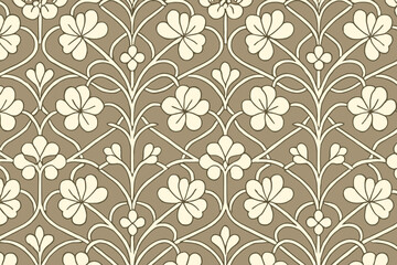 Obraz premium Symmetrical abstract botanical illustration ornamental stems floralmesh intricate geometry vector seamless connected