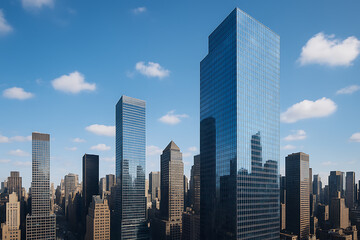 Fototapeta premium City skyline background glass high-rise building. 