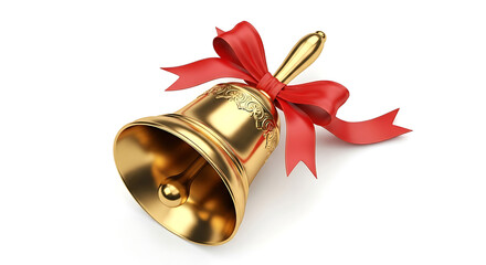 Golden Bell with Red Ribbon A Festive Symbol of Celebration and Holiday Cheer