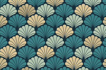 Feel illustration retro shells mosaic seamless vector into clam pattern