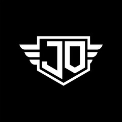 JO Logo vector image of initial shield with wing outline and simple shield