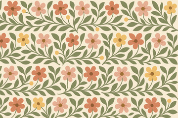 Harmony flow gentle composed flowers illustration vector floral leaves rows background botanical
