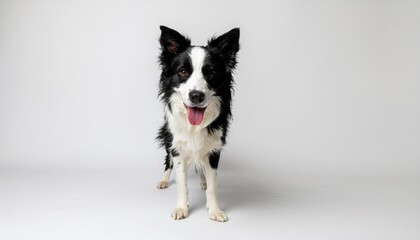 Playful Black and White Dog with Bright Expressive Eyes in Studio