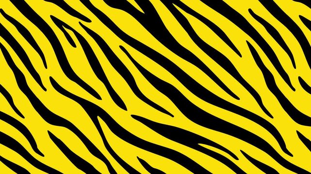 黄色と黒の大きめなトラ柄模様の背景ループアニメーション